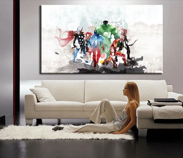 

HD Print watercolor avengers oil painting wall art canvas print painting on canvas for living room decor wall art picture PT1608