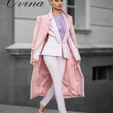 Высокое качество знаменитости с длинным рукавом розовый зимний теплый Bodycon Модные женские пальто Верхняя одежда