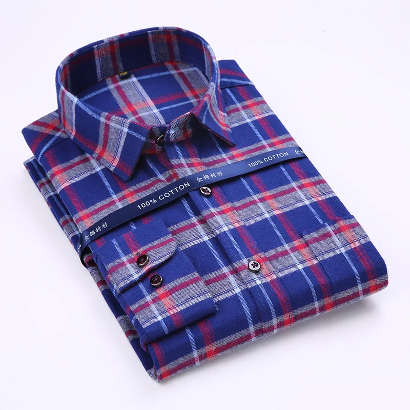 

Andrecarr 100% cotton shirt men lattice long sleeve mens shirts casual slim fit stripe Men's shirts Solid color thickening shirt
