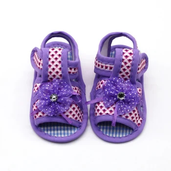 

2019 Baby Girl Sandals Gauze Flower Design Geometric Print Sandals Soft Sole Anti-slip Shoes