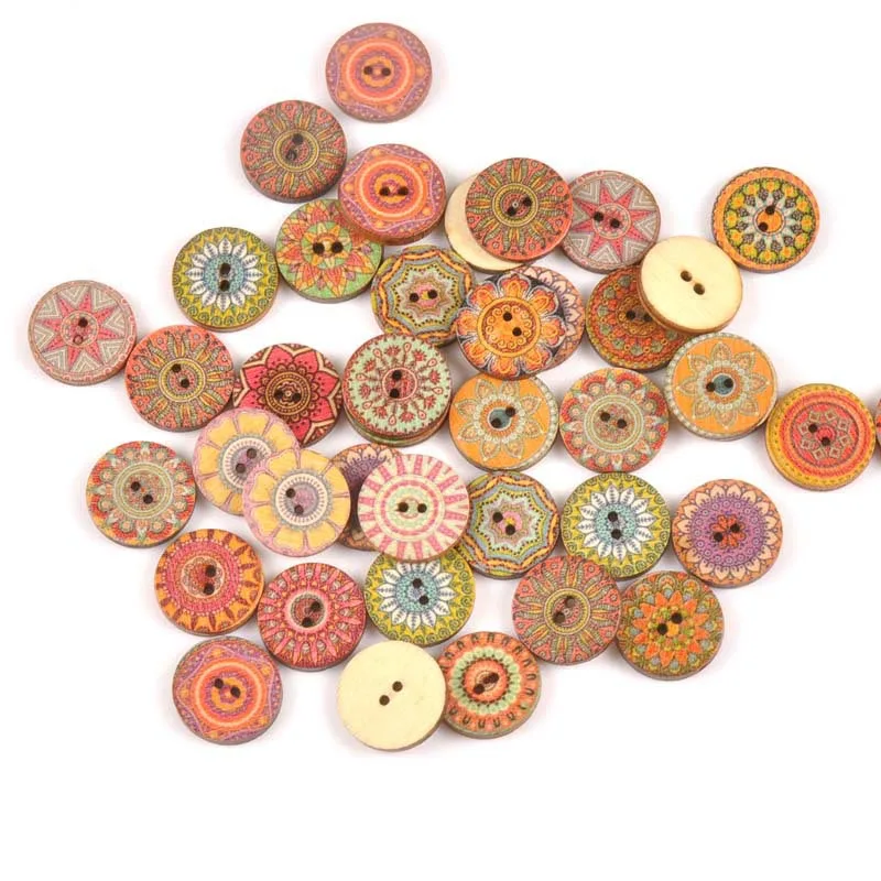 Sewing Accessories High Quality Popular Hot Sale Clothing Crafts Painted Sewing Gear Handwork 20PCS/Lot Wood Buttons