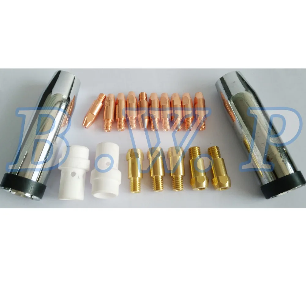 

Accessories Kit For Binzel MB 36KD MIG Welding Torch With Nozzles Gas Diffusers Contact Tips Holder M6*28*0.8, 19pcs