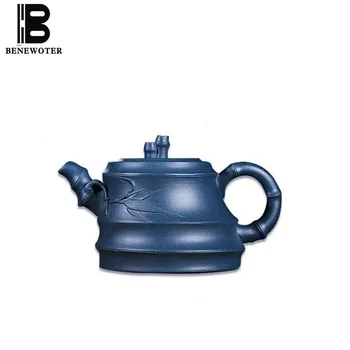 

270cc Yixing Purple Clay Teapot Health Raw Ore Tian Qin Mud Art Bamboo Leaves Pattern Zisha Pot Office Teaware Green Tea Kettles