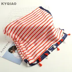 KYQIAO женский полосатый шарф 2019 Мори девочки осень весна японский стиль свежий дизайн длинные белые красные полосатые шарфы