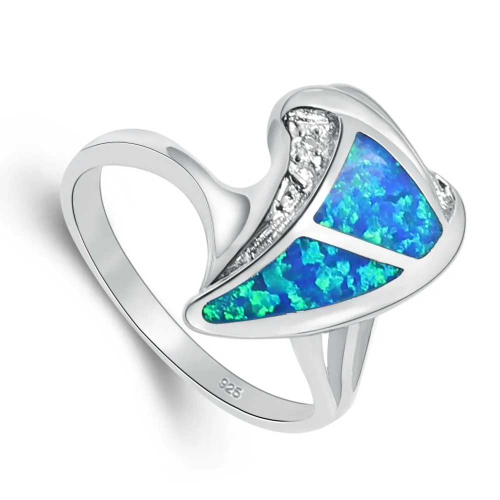 Blue Fire Australian Opal 925 Sterling Silver Ring Size 7 ...
