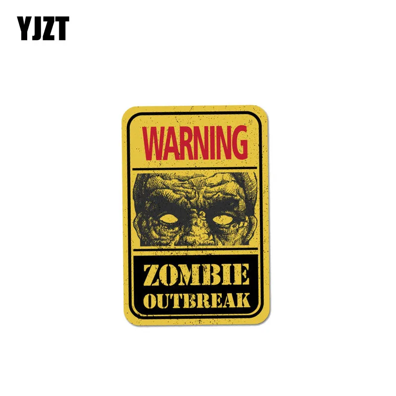 

YJZT 8CM*12CM Personality Warning Zombie Outbreak Decal Car Sticker 12-1006