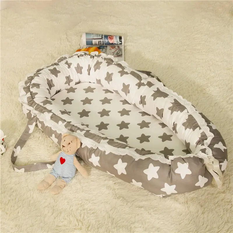 Переносная детская кроватка для путешествий, Детская Хлопковая люлька для малышей, дышащая люлька для новорожденных, бампер 85*50 см, детское гнездо для сна