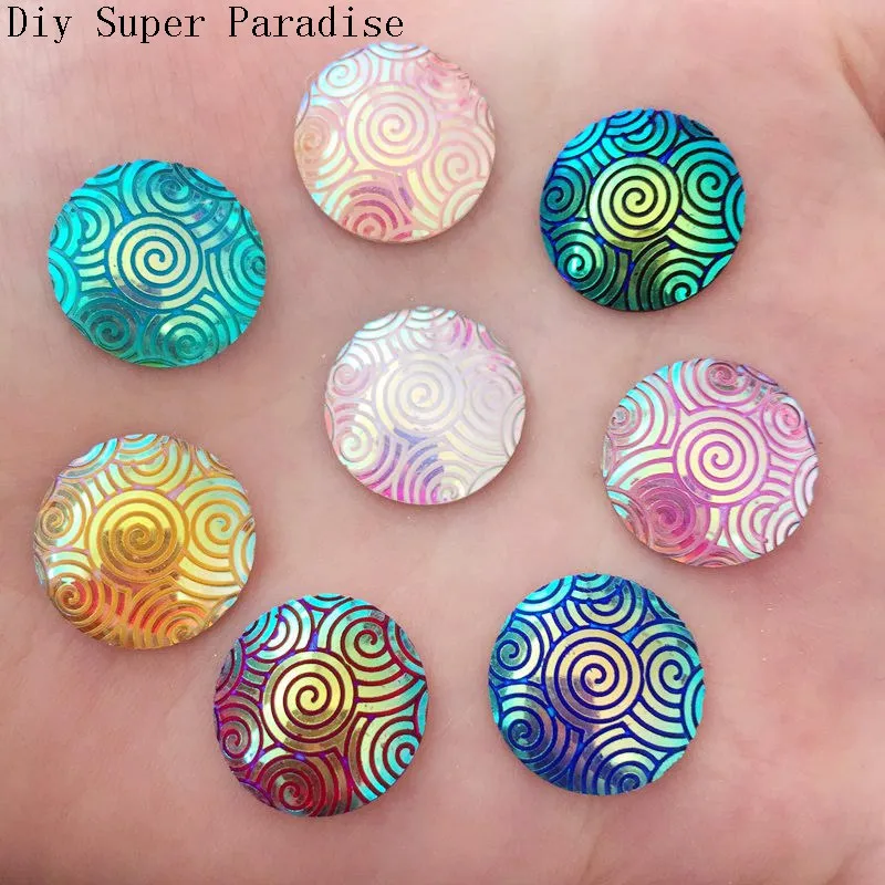 

New DIY 40pcs 16mm AB Resin Round FlatBack Scrapbook Accessories Wedding Scrapbook Craft K43A*2