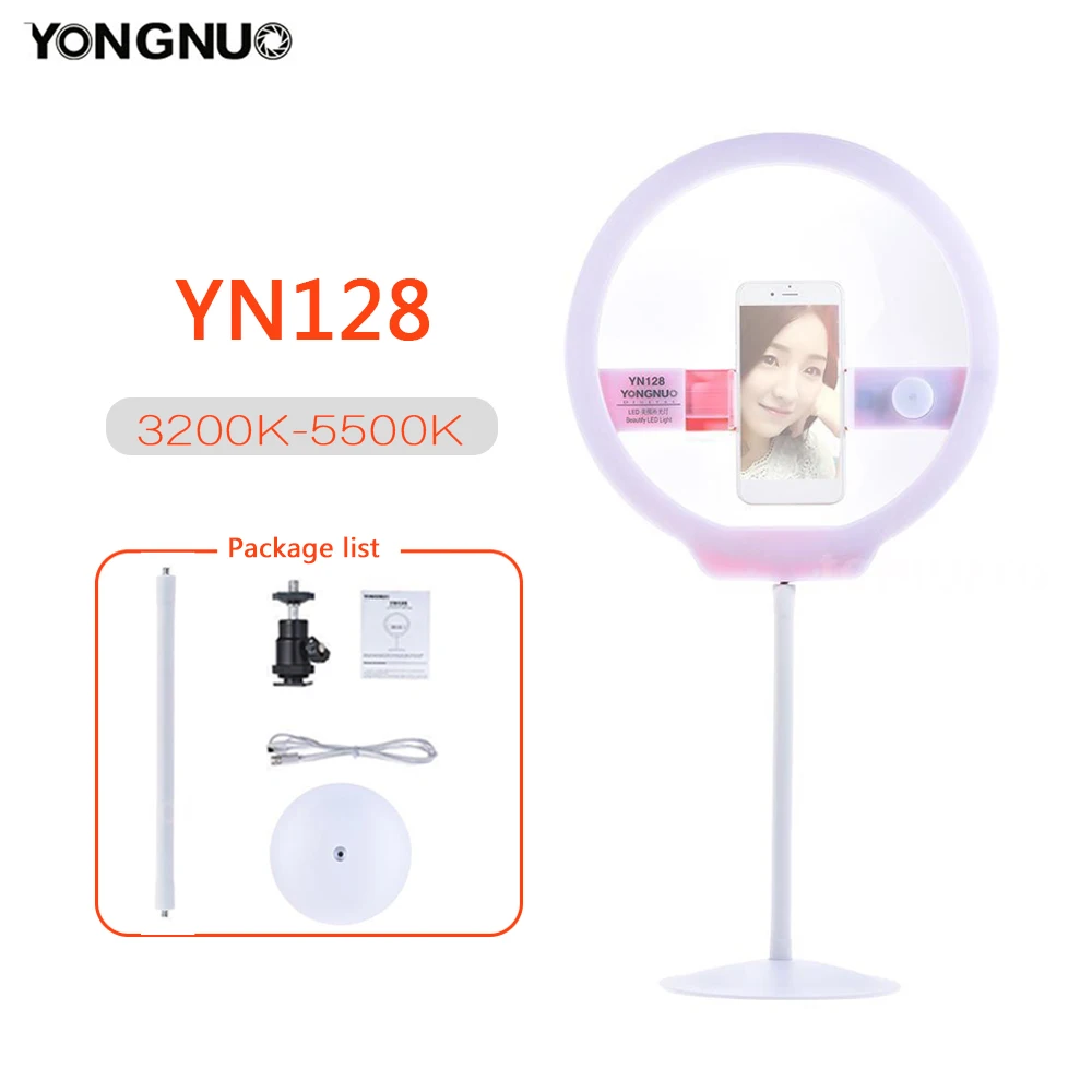 YONGNUO Selfie Ring Light YN128 для iphone с регулируемой яркостью 128 шт двухцветный 3200 5500K видео