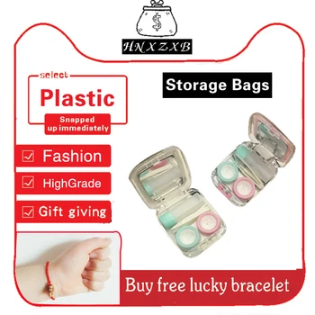 

HNXZXB Cute Contact lens Case Perfume Bottles Contact Lenses Storage Box For Women Eyes Care Kit Holder Container With Mirror