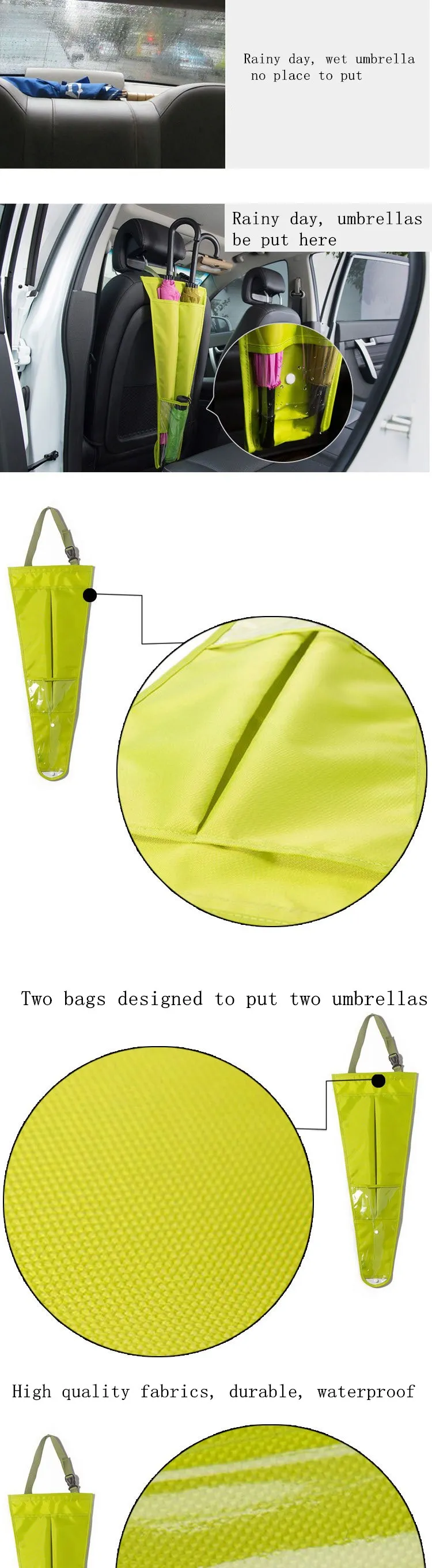 Car Seat Back Waterproof Cover Bag for Hanging Wet Umbrella