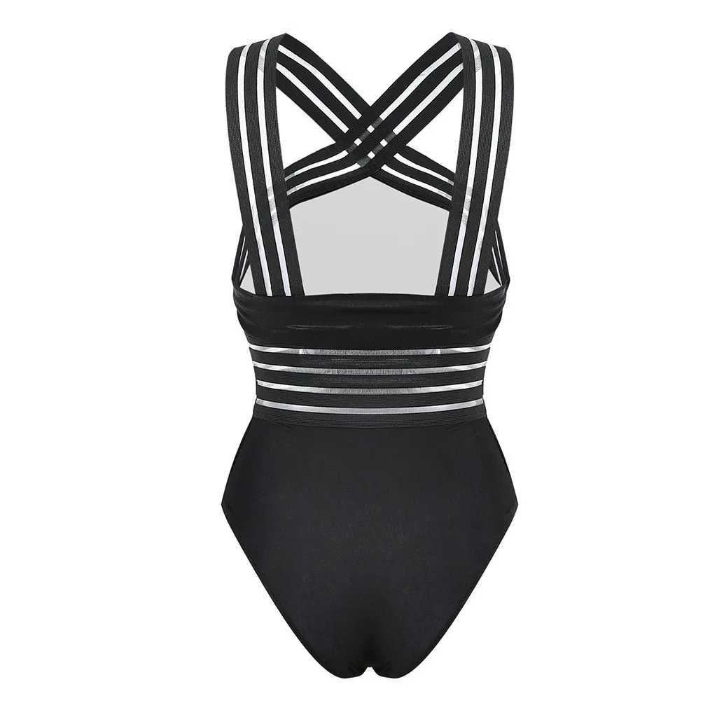 FREE SHIPPING Sexy One Piece Swimsuit Women High Neck Bandage Cross