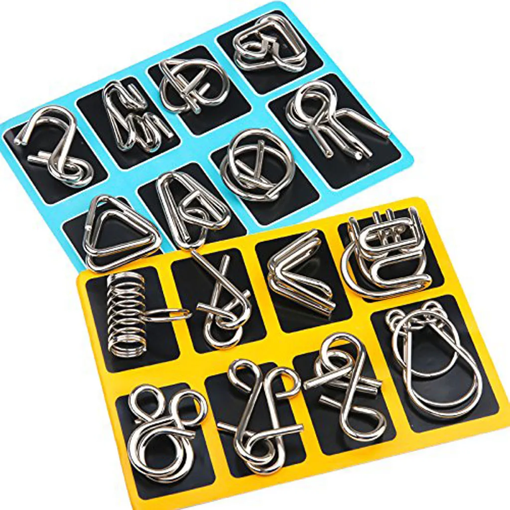 

16 Pcs Metal Wire Puzzle Toy Brain Teaser Game Mind IQ Test Magic Ring Kids Gift Toys Gift Toy Funny Kids Dropship YE12.19