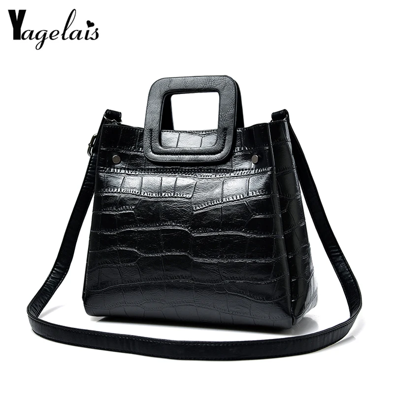 

2019 New Women Leather Handbag Bags Zipper Hasp Stone Single Shoulder Crossbody Bag Business Fashion Womens Handbags Small Totes