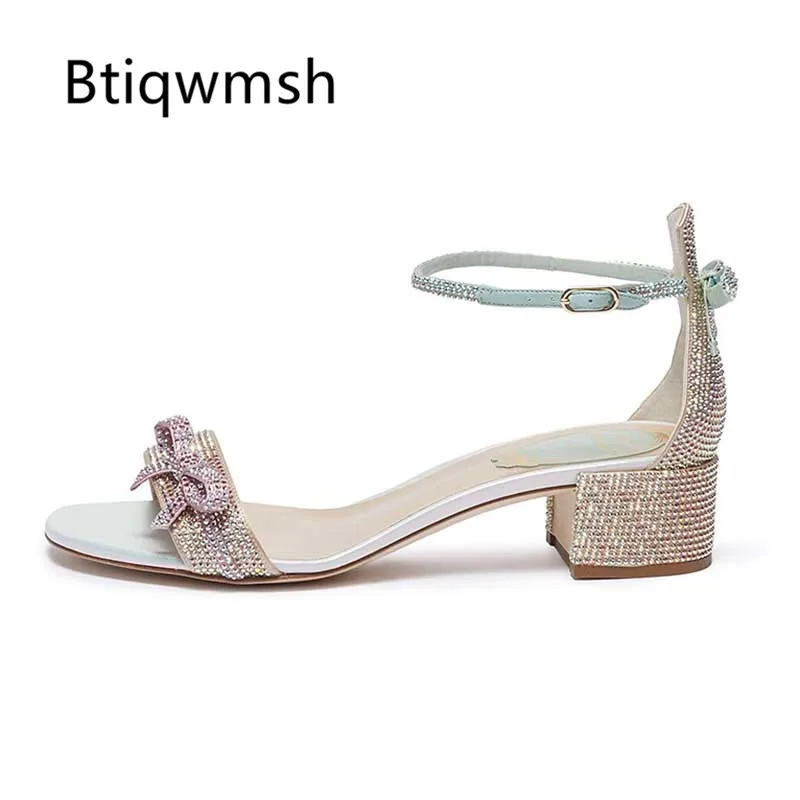 

2019 Rhinestone Butterfly Gladiator Sandals Women Peep Toe Diamond Jeweled Heel Shoes Woman Sweet Gladiator Sandals