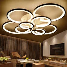 Кольца белый закончил люстры LED круг современная люстра свет для гостиной акриловые Lampara де techo внутреннего Освещения
