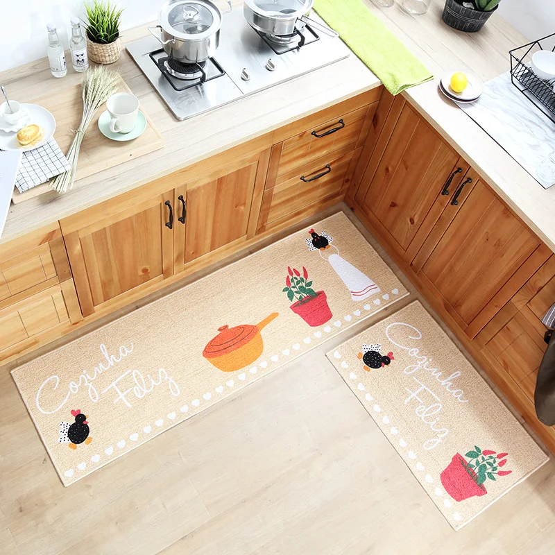 50x80CM+50x160CM Soft Polyester Cotton Kitchen Mat Machine Washable Bathroom Entrance Suction