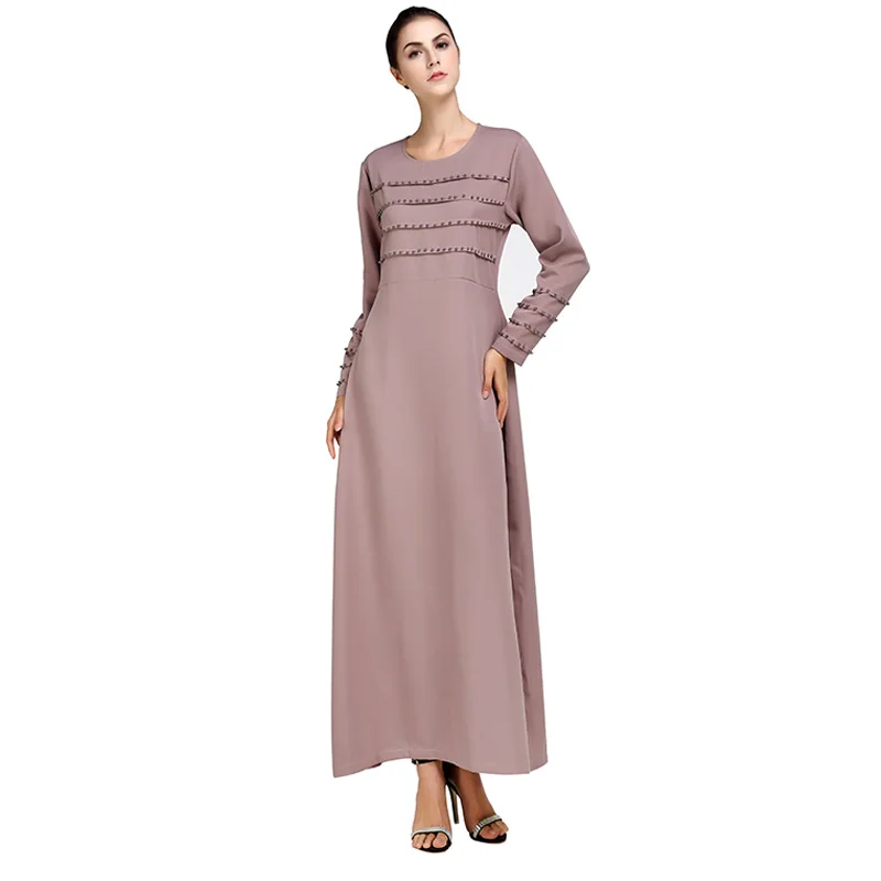 Spring summer simple dresses Muslim Middle Eastern Arabian Beading long-sleeved stitching dress for formal meeting | Тематическая