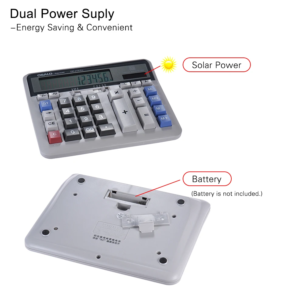 Большой компьютерный электронный калькулятор счетчик солнечной батареи 12 цифр дисплей многофункциональные большие кнопки Калькуляторы