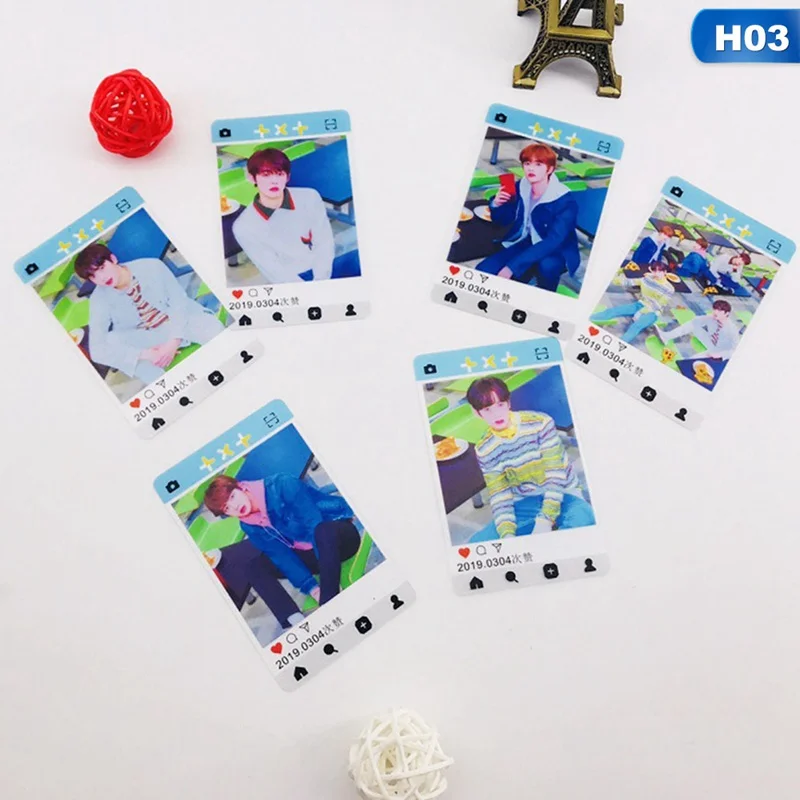 bighit Для мужчин команда TXT альбом изображениями кота и собаки фото прозрачный хрустальный карта Стикеры 6 шт./компл - Цвет: 03