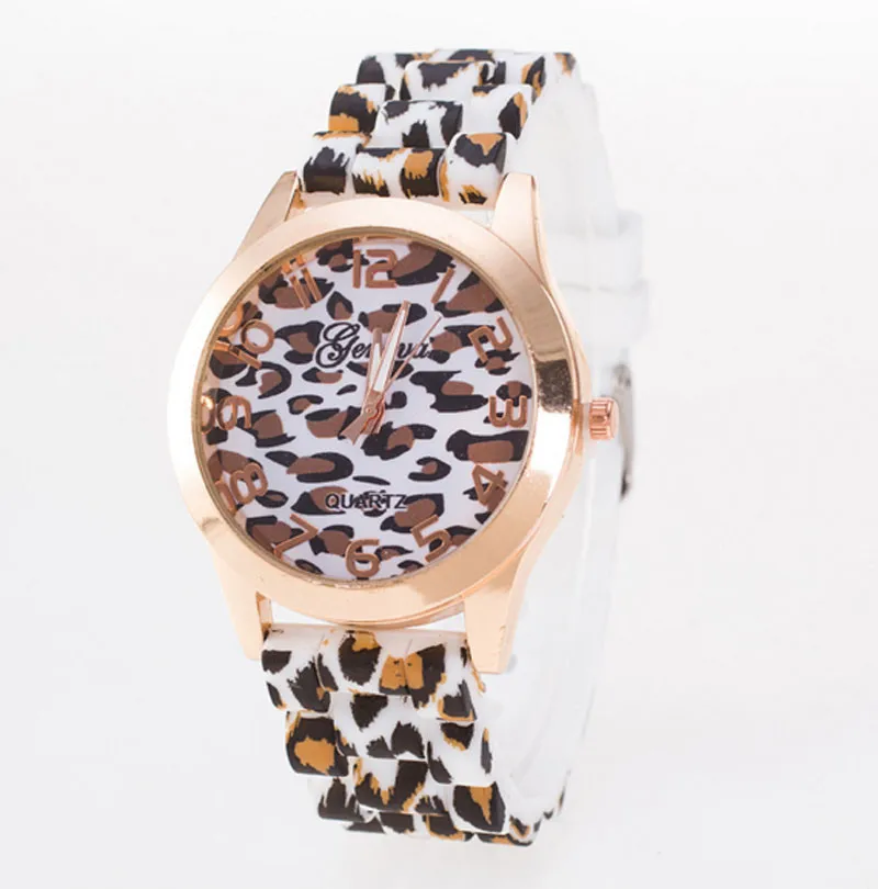 Новые модные женские часы с леопардовым принтом силиконовые часы желе аналоговые девушка наручные часы платье Женева relojes mujer montre femme