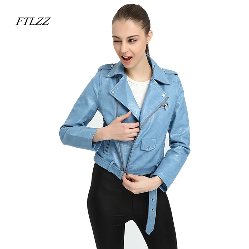Куртка Ftlzz из искусственной кожи женская модный розовый Байкерский пиджак в