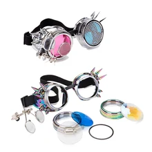 FLORATA – lunettes de soleil Kaleidoscope à deux couleurs, lunettes de soleil EDM à lentilles séparées, lunettes Steampunk