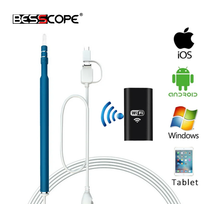 3in1 HD720P WIFI Wireless Android OTG USB Otoscope Earwax Visual