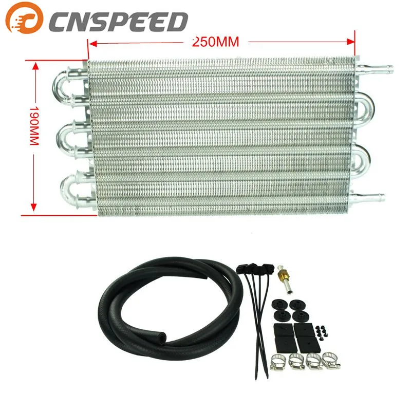 CNSPEED Universal 250*190*20mm Aluminum Remote Transmission Oil Cooler kit / Auto Manual