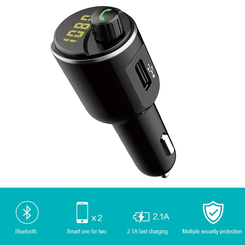 Universal FM Transmitter Dual USB T21 Handsfree Bluetooth Car Charger Portable 3.1A