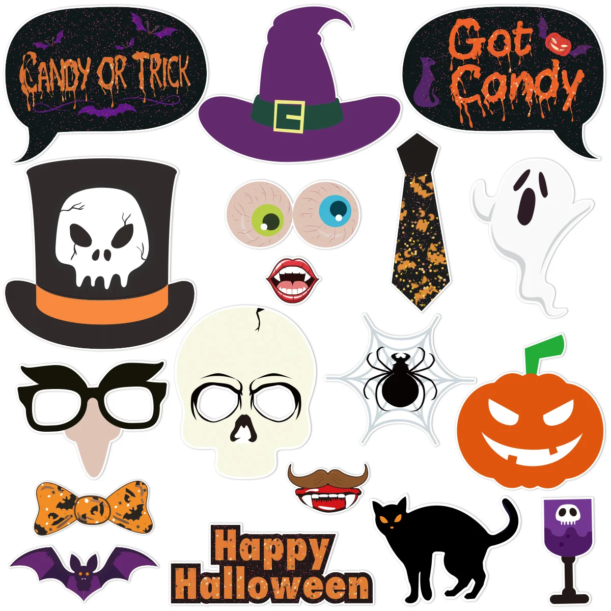 

Amosfun 18pcs/Set Halloween Party Photo Booth Accessory Creative Camera Film Shooting Props For Photography Halloween Party