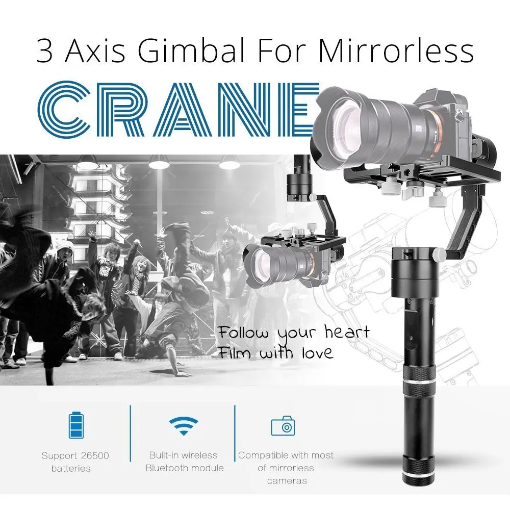ZHIYUN 3-осевой стабилизатор для Камера, кран, V2 Gimbal 360 градусов панорамные снимки для dslr аксессуары ручной selfie stick