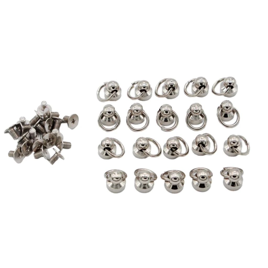 20pcs Brass Rivet Studs Screw Back Round Head O Ring Leather Craft Punk SpotS