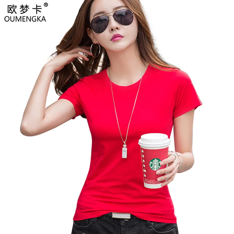 

High Quality Solid S-3XL Plain T Shirt Women Cotton Elastic Basic T-shirts Female Casual Tops Short Sleeve T-shirt Women