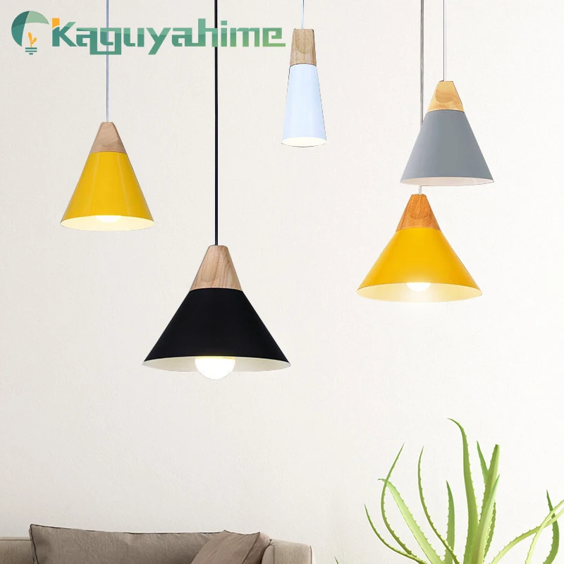 Kaguyahime современные подвесные светильники E27 HangLamp Nordic светлого дерева подвесной