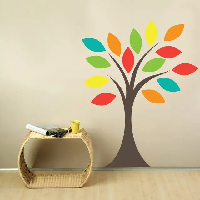 Colorful Leaves Tree Fabric Wall Decal Removable Vinyl Stickers Colorful Leaves Tree Fabric Wall Decal Removable Vinyl Stickers For Kids Baby Nursery Room Home