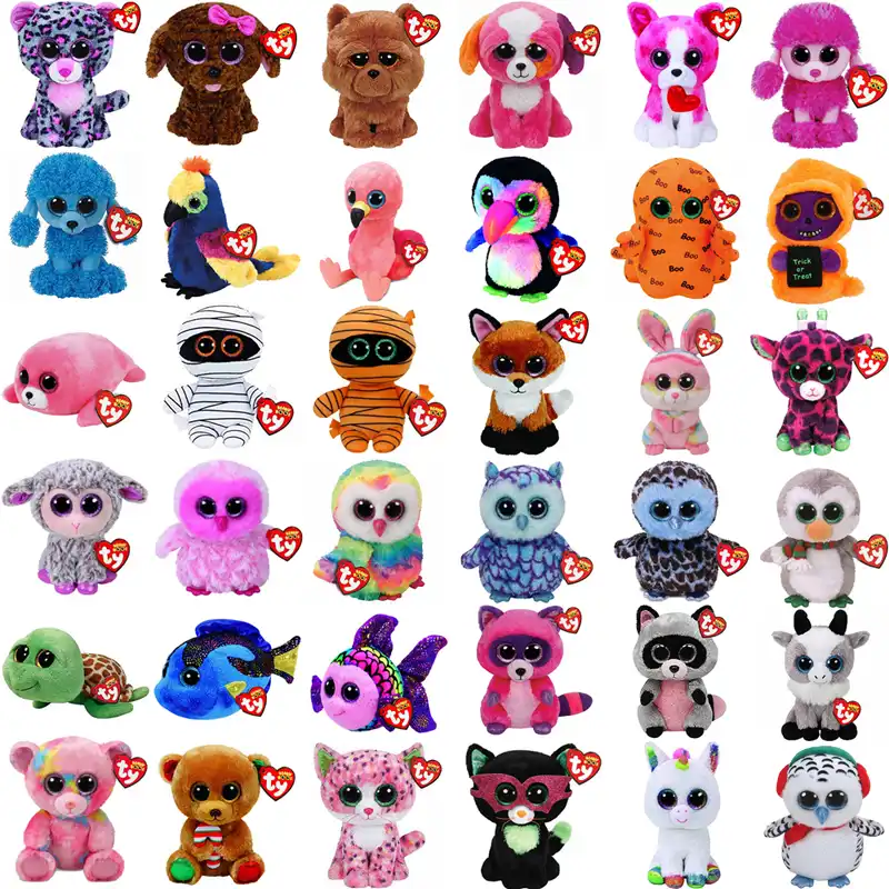 Ty бини Боос 6 "15 см Единорог Сова Золотая рыбка Медведь Пингвин черепаха Обезьяна Собака Фламинго плюшевый с большими глазами чучела животно...