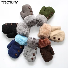 TELOTUNY/Коллекция года; модные утепленные вязаные варежки для маленьких девочек и мальчиков; теплые вязаные варежки; перчатки; IU20