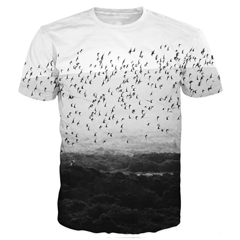 Men T Shirt 3D Printed T shirts Short Sleeve Homme Tees Many Birds