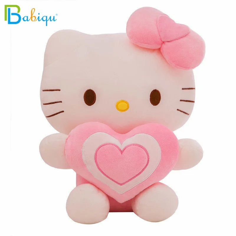 

Babiqu 1pc 30cm New Kawaii Hello Kitty with Heart Stuffed Soft Cartoon Plush Toys for Chidlren Lovely Kids Doll Valentine Gift