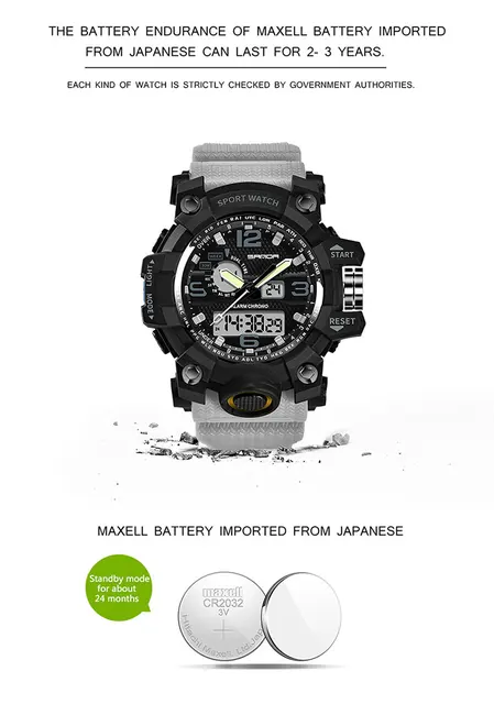SANDA top luxury brand G style mens military sports watch LED digital watch waterproof mens watch Relogio Masculino -