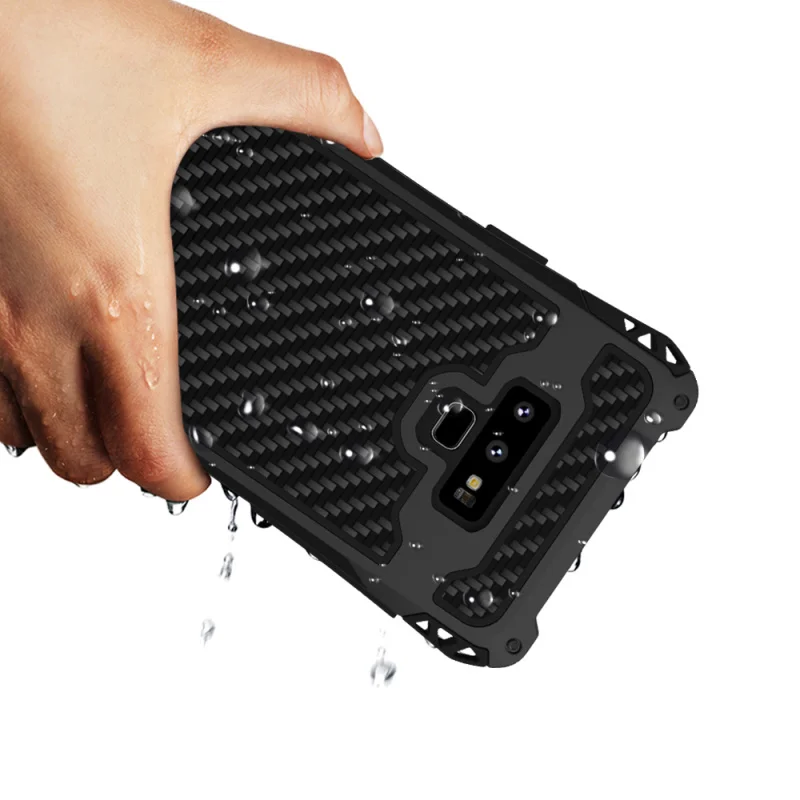 Противоударный чехол R-just для samsung Galaxy Note 9, роскошный Повседневный водонепроницаемый металлический чехол 360 с полной защитой, задняя крышка