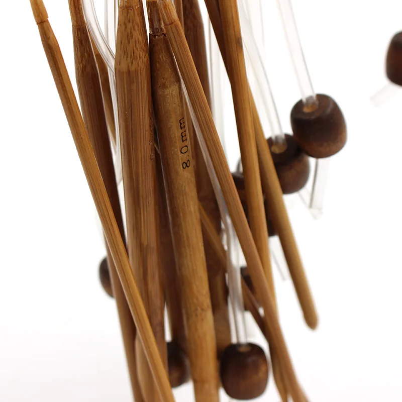 12Pcs Afghan Tunisian Carbonized Bamboo Needle 1.2M 3-10mm Crochet Hooks