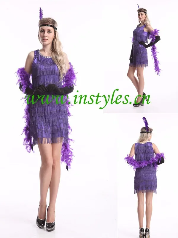 zy419-1 purple flapper dress