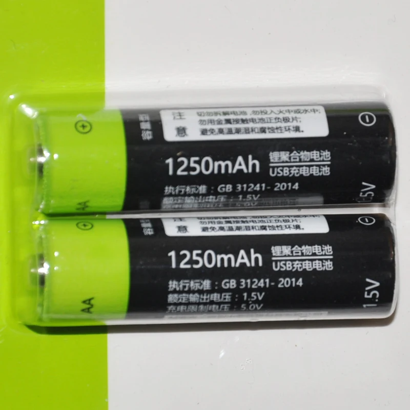 2 шт. 2A Lipo литий-полимерная ZNTER батарея 1250mAh 1,5 V AA аккумуляторная батарея+ 1 шт. USB кабель ячейка для камеры игрушки