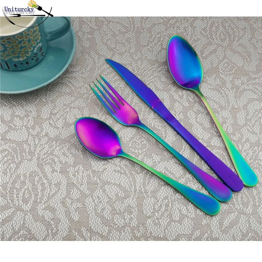 304 нержавеющая сталь столовые приборы посуда набор посуды вилки ножи совок набор столовое серебро многоцветный столовая Посуда Бесплатная