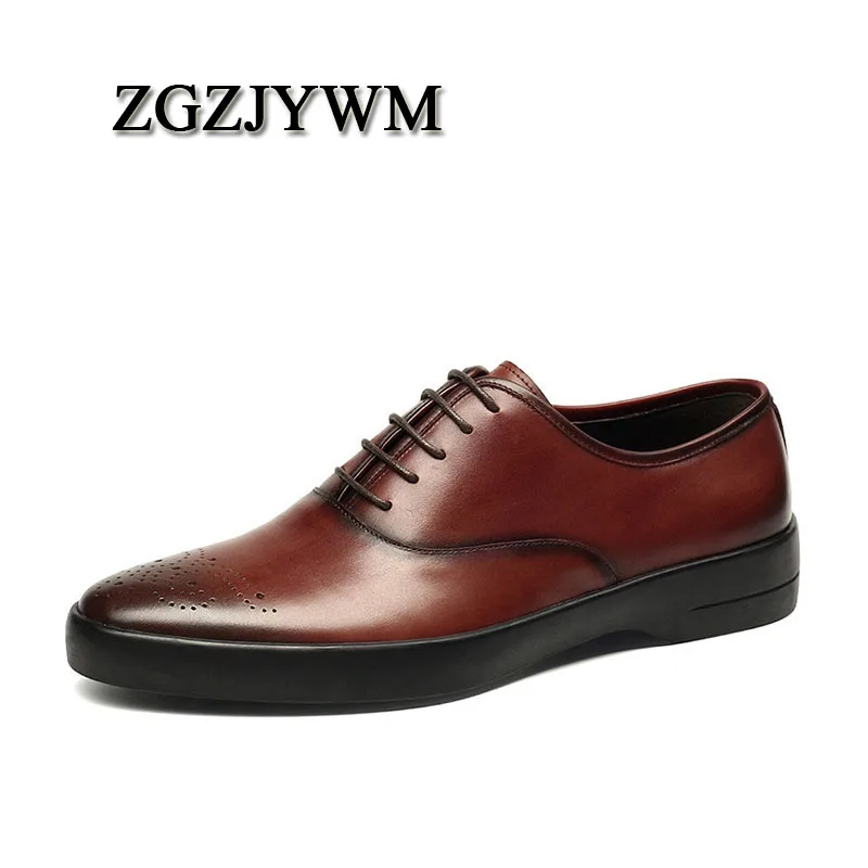 Genuino Oxfords Boda red Negocios negro Encaje Puntiagudo Oficina Cuero Vestido Zapatos marrón brown Black Del Transpirable Pie Hombre Dedo Zgzjywm De rojo Formal qt1xZTxaw