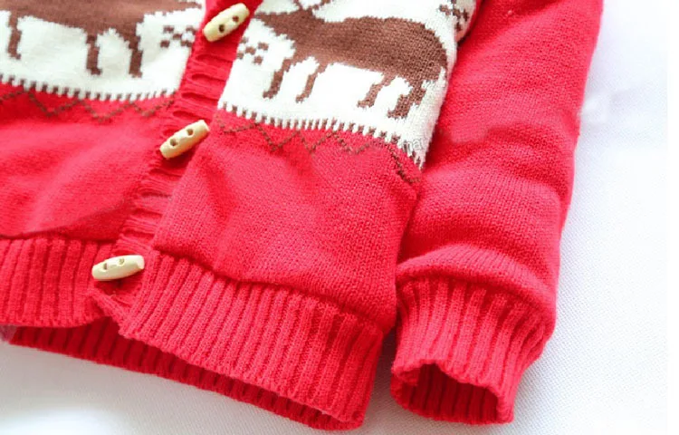 Зимний модный простой и элегантный рождественский детский свитер с капюшоном и рисунком лося пальто Plus Villus TST0127