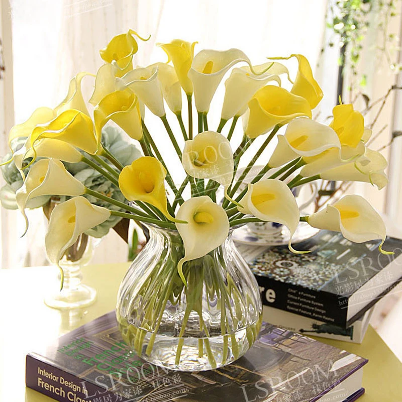 10pcs/lot Artificial Calla lily PVC Real Touch bride Bouquet flower Home Wedding Decor Flowers & Wreaths 25 colors mix color