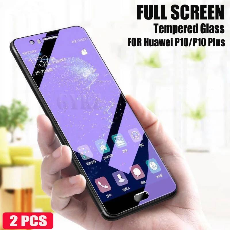

GYKZ Fully Covered Tempered Glass For Huawei P10 Plus P10 Anti Blu-ray Full Screen Protection Steel Glass Film For Huawei P10